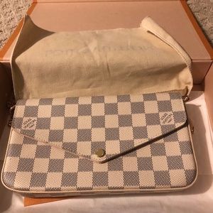 Louis Vuitton Damier Azur Pochette Felicie Chain Wallet Rose Ballerine - FIRM